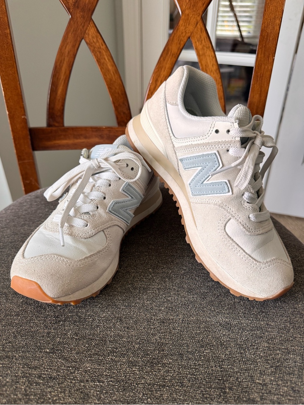 New Balance 574 Sneaker 7 Reflection Light Blue Suede Comfort Athleisure Neutral - Picture 9 of 11